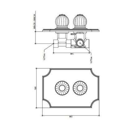 Bongio Rivoli Встраиваемый термостатический смеситель (1 источник) цвет хром/Cristallo 00, артикул 05544CR00