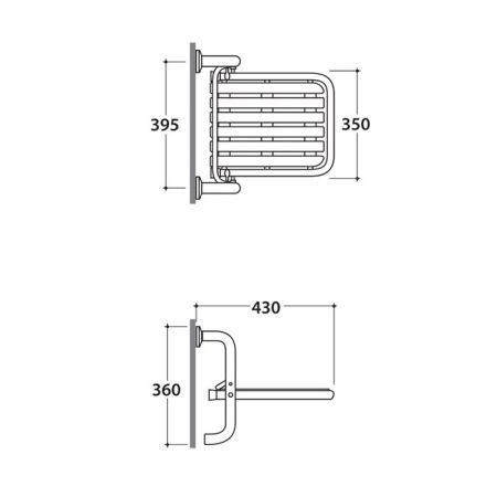 Сидение для душа, Globo, ACDISABILI, откидное, ширина, мм-395, глубина, мм-430, высота, мм-360, тип установки-настенный, материал-металл, цвет-белый, артикул DS127