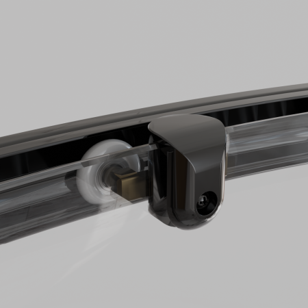 Душевая кабина полукруг, раздвижные двери, стеклянная, профиль чёрный- RGW AN-208B (Прозрачное, 900x900)