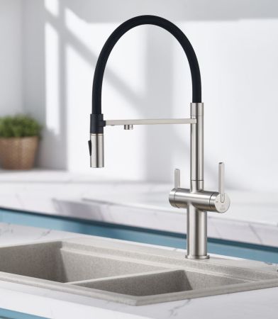 Смеситель для кухни с подключением фильтра для воды Rose R458L, сатин, артикул R458L