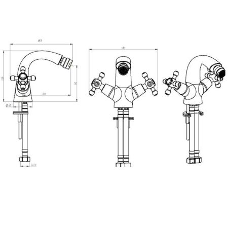 Смеситель для биде, Camelia хром_Комплект, артикул 276-Camelia