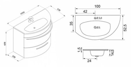Тумба под раковину De Aqua Эскалада 100 черная, левая, артикул 00167236