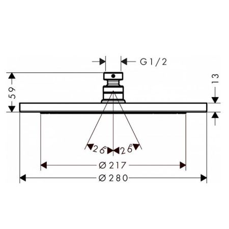 HG Croma Верхний душ 280 1jet EcoSmart 9 л/мин, цвет матовый черный, артикул 26221670