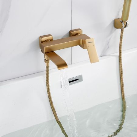 Смеситель для ванны Shevanik S4002G, золотой сатин, артикул S4002G