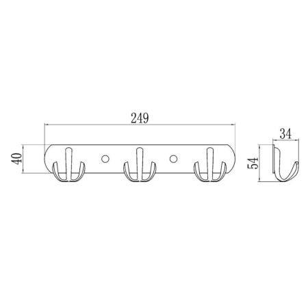 Планка с крючками Savol S-002253, хром, артикул S-002253
