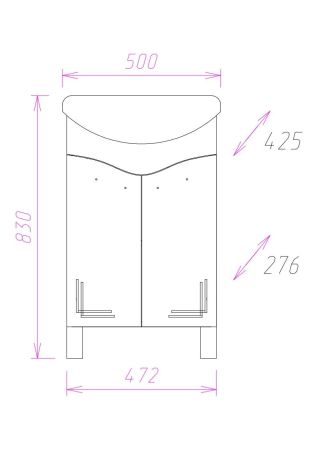 Тумба Onika Лада 50 напольная, белая (ум. Ладога 50), артикул 105002