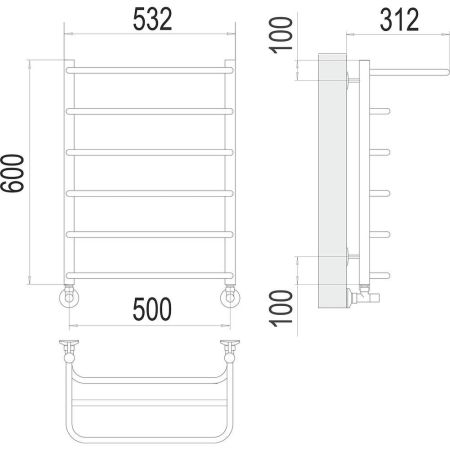 Полотенцесушитель водяной с полкой Terminus Полка П6 50х60, артикул 4670078530288