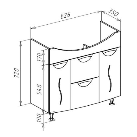 Тумба под раковину Bellezza Глория 85 4638514100013 с бельевой корзиной Белая, артикул 4638514100013