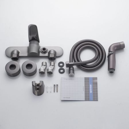 Гигиенический душ со смесителем Shevanik S4705T-1, оружейная сталь