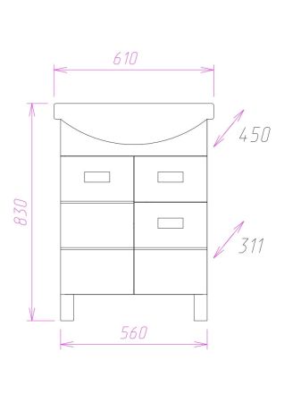 Тумба Onika Балтика 60 напольная, белая, с ящиком (ум. Балтика 60), артикул 106041