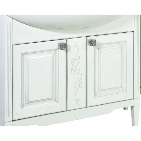 Тумба под раковину ASB-Woodline Модена 85 Белая с серебряной патиной, артикул 9130