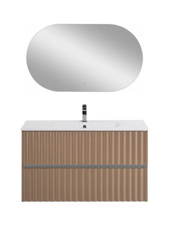 ELEGANT База под раковину подвесная с двумя выкатными ящиками, с LED подсветкой ручек. Капучино Матовый, 970x469x550 AM-ELEGANT-1000-2C-SO-CM-LED, артикул AM-ELEGANT-1000-2C-SO-CM-LED