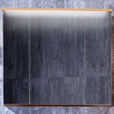 Зеркальный шкаф Бриклаер Форест 80 с подсветкой Антрацит со вставкой Пенёк, артикул 4627125414718