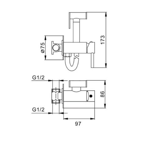 Гигиенический душ со смесителем Splenka S99.52.07, серый
