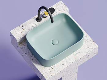 Умывальник чаша накладная прямоугольная (цвет Зеленый Матовый) Элемент (Element) 505x380x150мм