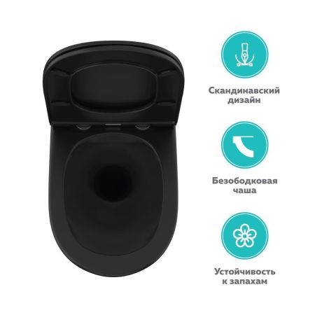 Унитаз подвесной безободковый OWL Vind Ruta-H с сиденьем DP микролифт