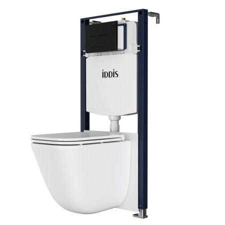 Комплект 3в1: подвесной унитаз, инсталляция и черная клавиша смыва IDDIS Basic (BASTQ02i73), артикул BASTQ02i73