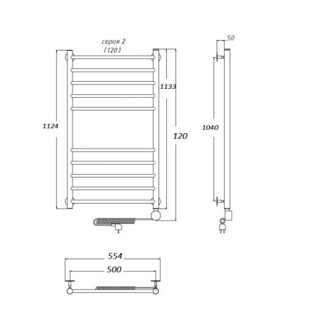 Электрический полотенцесушитель Тругор Аспект 2 элТЭН 120x50 Хром, артикул Аспект2/элТЭН12050