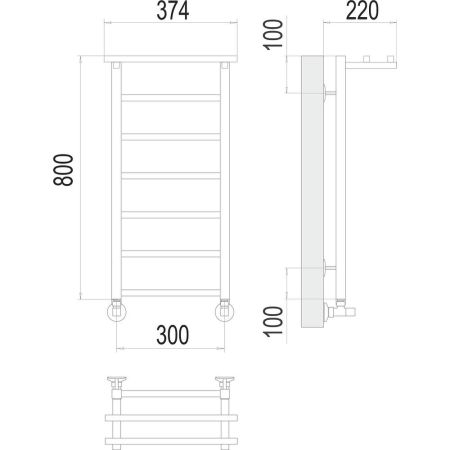 Полотенцесушитель водяной с полкой Terminus Контур П7 30х80, артикул 4670078529695