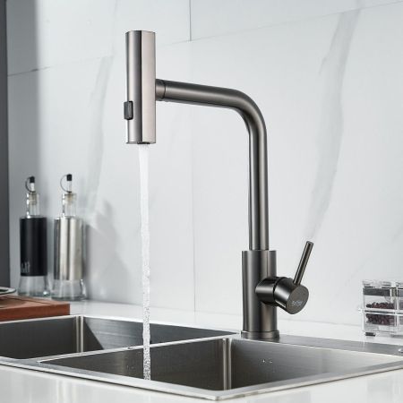 Смеситель для кухни с мультифункциональным изливом Raffine F203T, оружейная сталь, артикул F203T