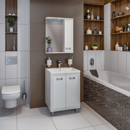 Зеркало со шкафом Runo Карат 60 4620750024642 с подсветкой Белое