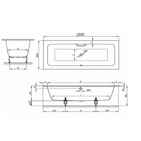 Опора для ванны, Bette, универсальная, комплект-2 штуки, артикул B23-1500