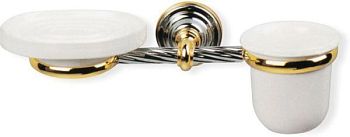 Stil Haus Giunone, настенные керамические мыльница + стакан, цвет хром