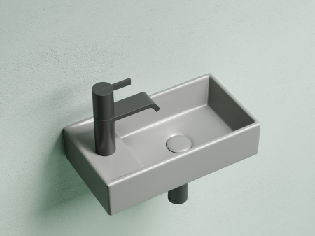 Умывальник подвесной прямоугольный (чаша справа, отверстие под смеситель слева) цвет антрацит матовый Элемент (Element) 407x217x100, артикул CN6051RMH