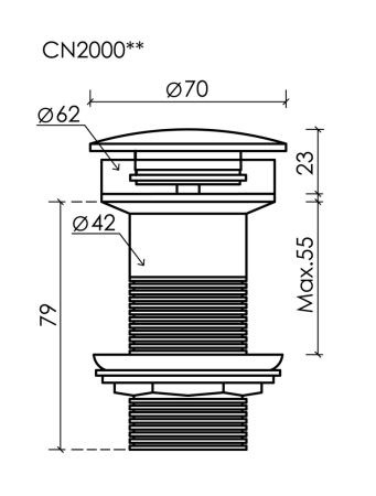 Донный клапан CN2000MHL, артикул CN2000MHL