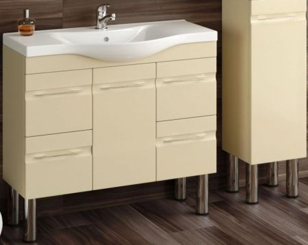 Тумба с раковиной SanVit Прима 90 kprim090 в цвете Ral прямые ручки Розовый глянец, артикул kprim090