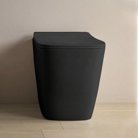Artceram A16 Унитаз напольный, 52,5х36см, безободковый, слив универсальный, с крепежом, цвет: черный матовый, артикул ASV004 17 00 nero matt
