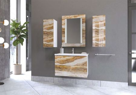 Шкаф пенал Marka One Liriya 25П L Black stone, артикул У73190