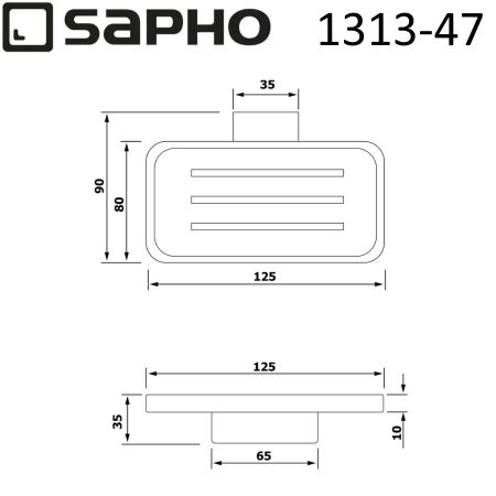 Мыльница EVEREST стеклянная, с хромированным держателем, 12,5x3,5x9 см, Sapho, артикул 1313-47