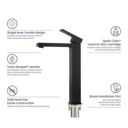 Смеситель для раковины Timo Selene 3061/03F Черный, артикул 3061/03F