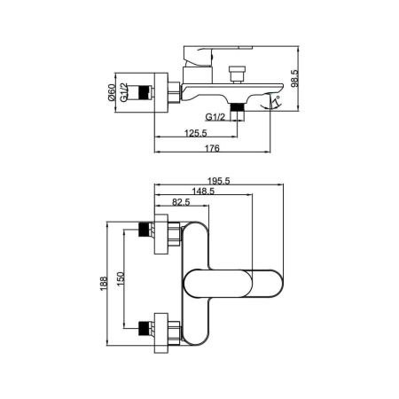 Смеситель для ванны FASHUN A3285-7, чёрный
