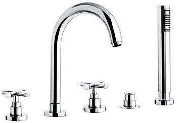 Emmevi Spirit New, комплект смесителя на борт ванны на 5 отверстий с поворотным изливом, цвет хром