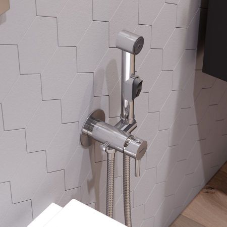 211000000 Option, смеситель монтируемый в стену, с гиг.душем и крючком, артикул 211000000