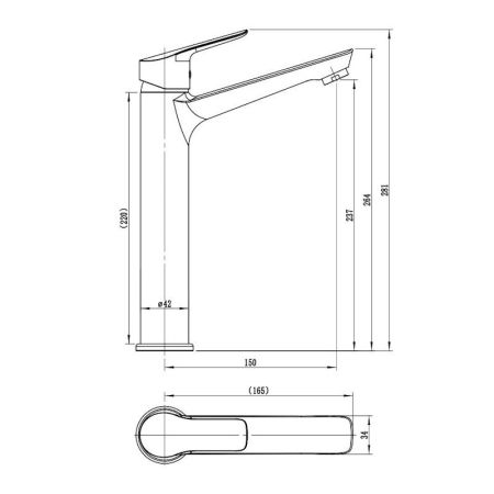 Смеситель для раковины высокий Voda RE25, хром