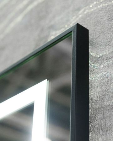 Зеркало в алюминиевой раме со встроенным светильником, сенсорным выключателем и подогревом, SPC-KRAFT-600-800-LED-TCH-WARM-NERO, 600x32x800 мм, артикул SPC-KRAFT-600-800-LED-TCH-WARM-NERO