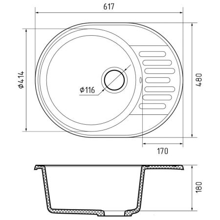 Кухонная мойка GranFest QUARZ 58, темно-серый, артикул 58 темно-серый
