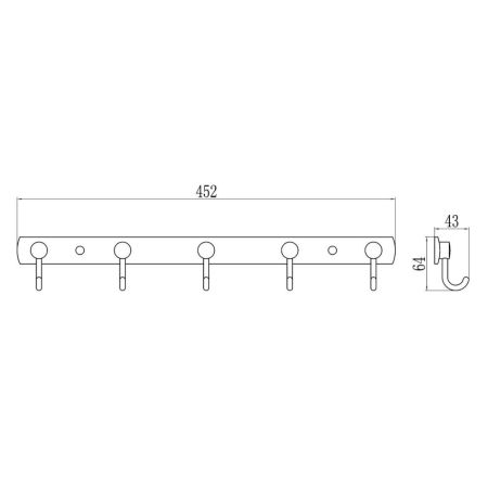 Планка с крючками Savol S-05205B, хром, артикул S-05205B