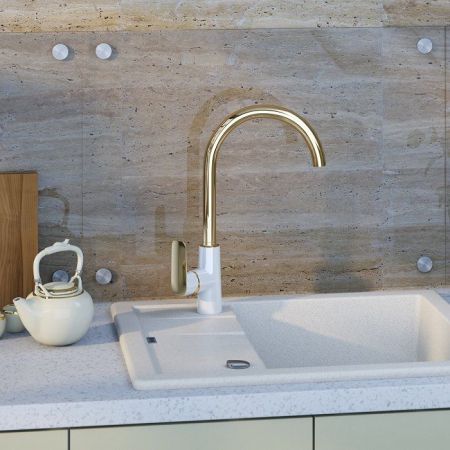 Смеситель для кухни Iddis Cloud CLOWG00i05 Золото/белый, артикул CLOWG00i05