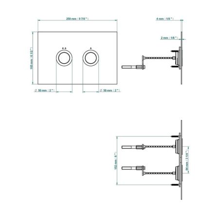THG Клавиша смыва для унитаза двойная, для инсталляций TECE, цвет Matt nickel, артикул G00-C01-219TC