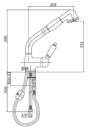 Смеситель для кухни Cezares Elite ELITE-LLDM-03/24-Bi Золото 24 карат