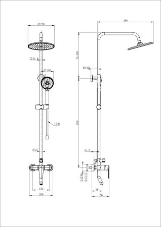 Душевая система WONZON & WOGHAND, Брашированное золото (WW-B2168-A-BG)