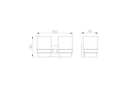 Два стакана для зубных щеток с держателем WONZON & WOGHAND POLO, Хром (WW-8928), артикул WW-8928