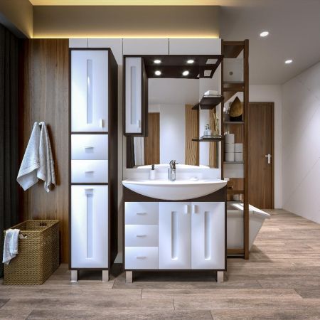 Комплект мебели для ванной Бриклаер БАЛИ 85LV, венге/белый, артикул БАЛИ 85LV