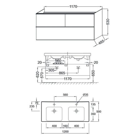 Тумба под раковину JACOB DELAFON ODEON UP 117 EB892-E10 (подвесная, дуб квебекский) ССП, шт, артикул EB892-E10