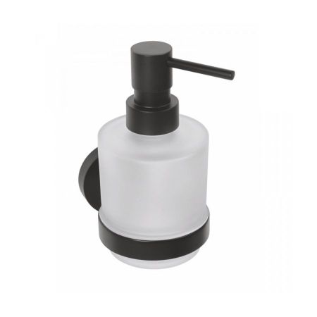 Дозатор X-ROUND BLACK стеклянный матовый, 200 мл с держателем, черный, Sapho, артикул XB101