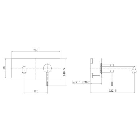 Смеситель для раковины встраиваемый FASHUN A51033, сатин